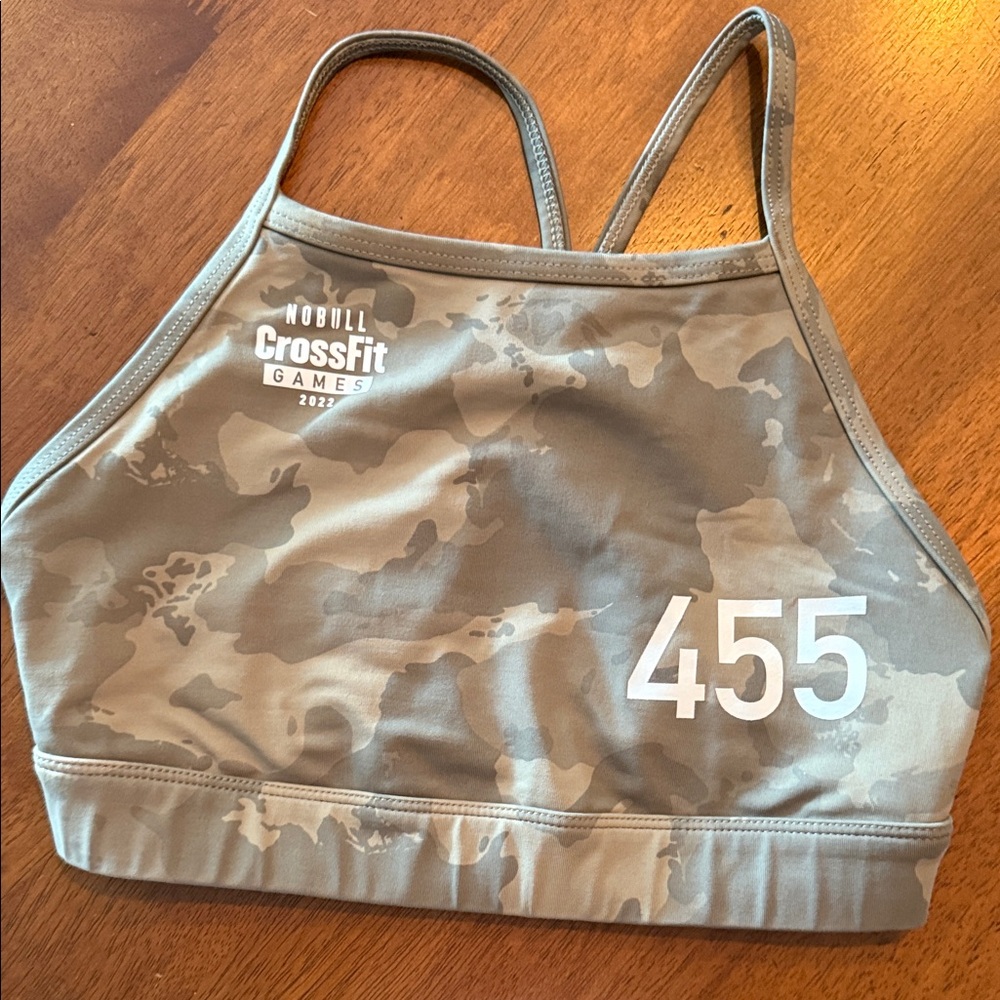 NOBULL 2022 CrossFit games Women's Tan Camouflage halter style Sports Bra
